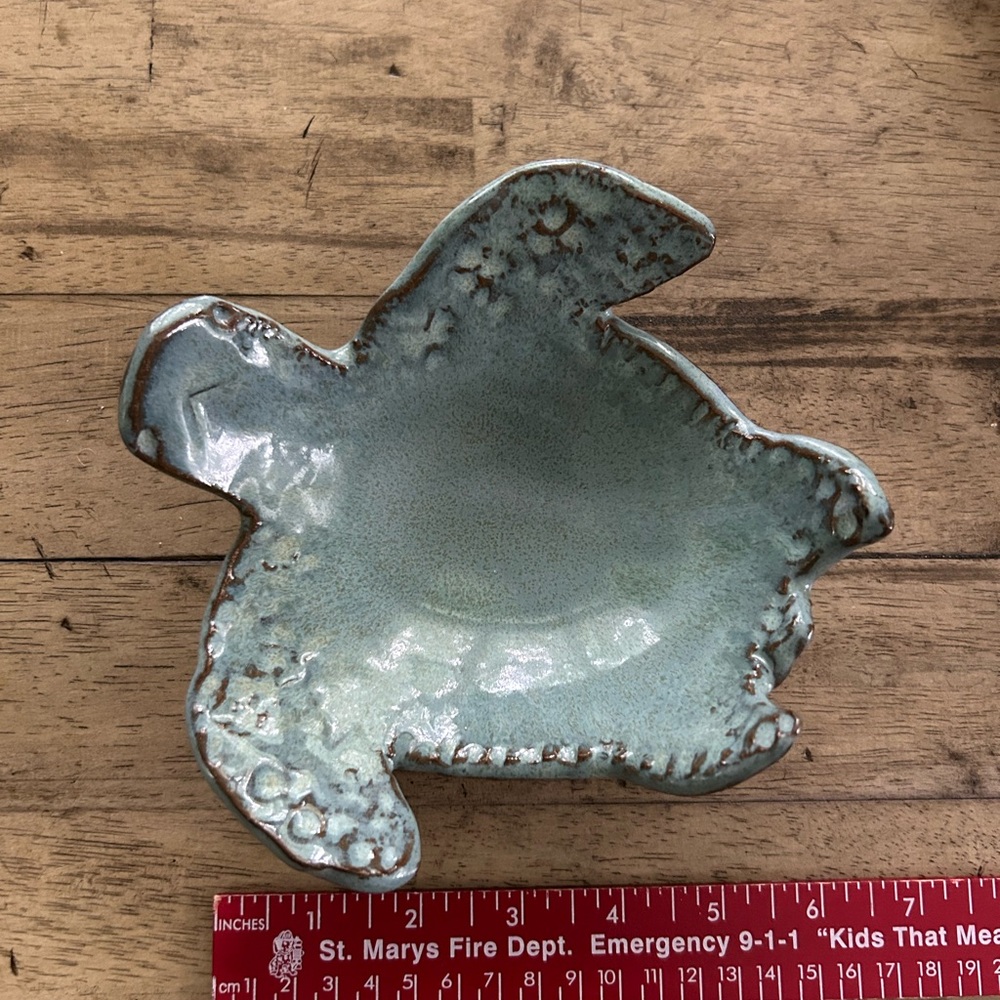 Adorable Ceramic Turtle Dish - Bluish-Green Color